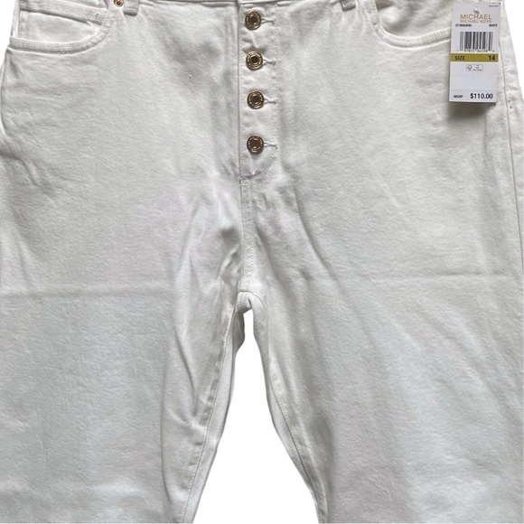Michael Michael Kors White Selma Crop Flare‎ High-Rise Flare Raw Hem Jean - Picture 2 of 8